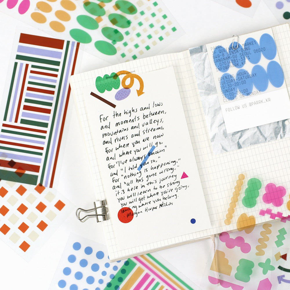 Pigment See-Thru Sticker Sheet 1 Sheet Paperian 1 Planner Stickers, Decorative Stickers Hunter & The Scholar