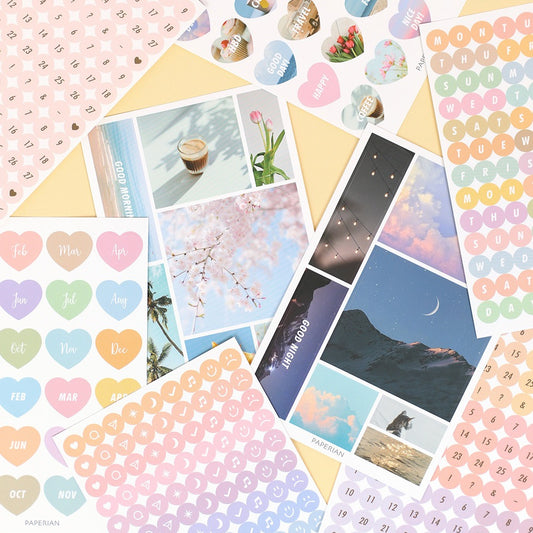 Removable Planner Sticker Pack 8 Sheets Paperian 1 Decorative Stickers, Planner Stickers Hunter & The Scholar