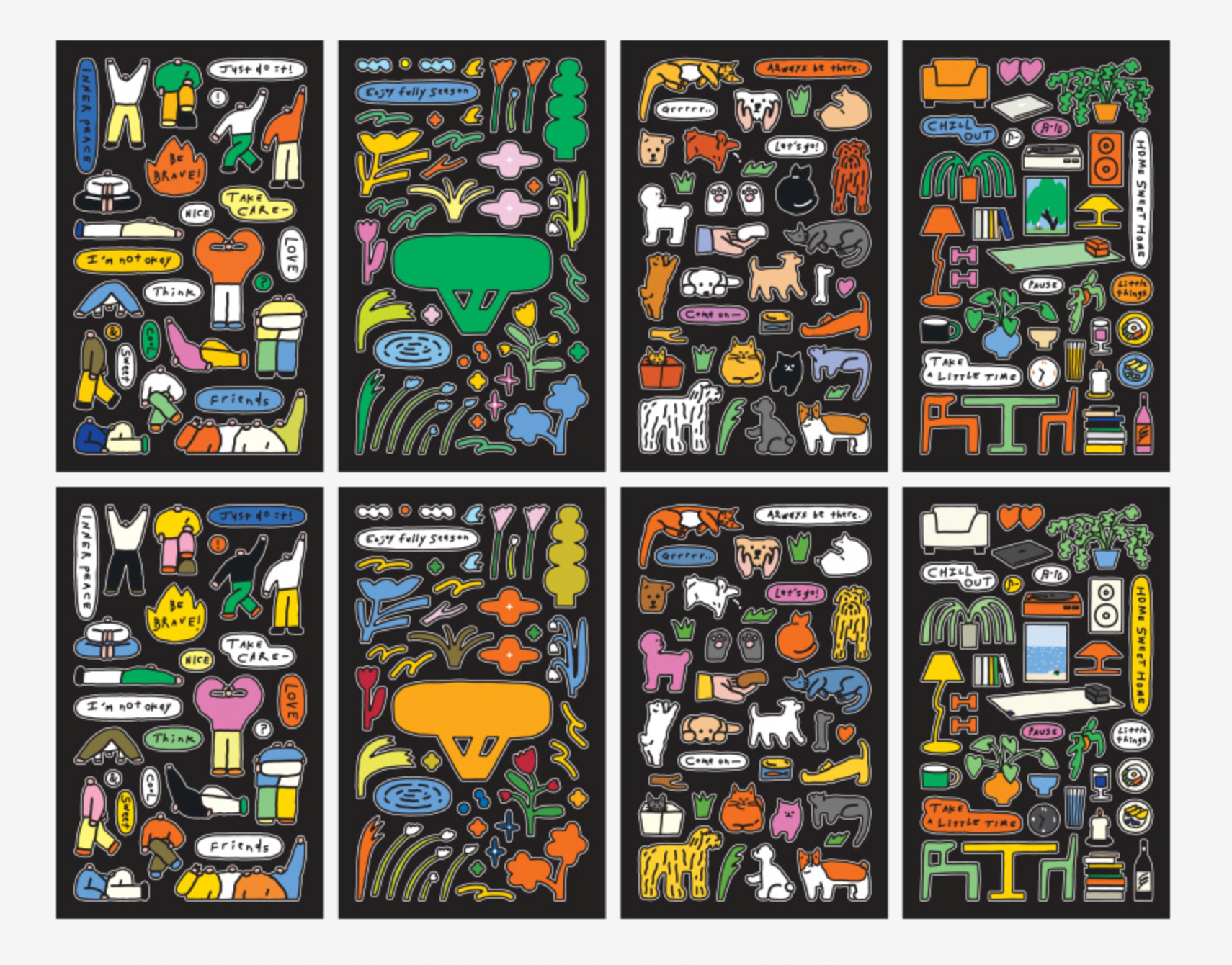Little Things Drawing Removable Seal Sticker Set 8 Sheets Livework 1 Decorative Stickers Hunter & The Scholar