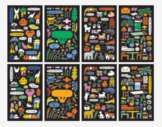 Little Things Drawing Removable Seal Sticker Set 8 Sheets Livework 1 Decorative Stickers Hunter & The Scholar