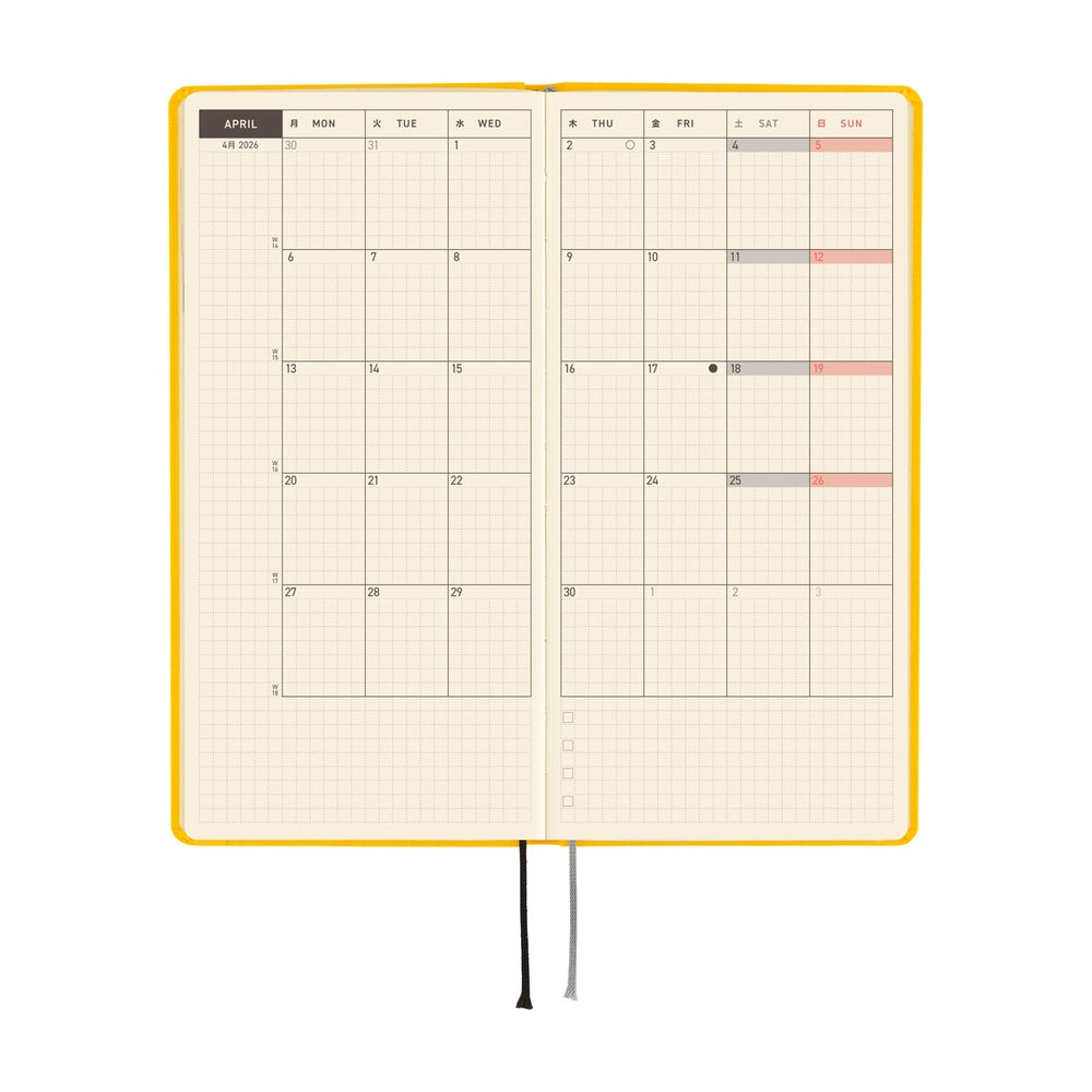 2026 Hobonichi Techo Weeks: Colors (Full Moon Yellow)
