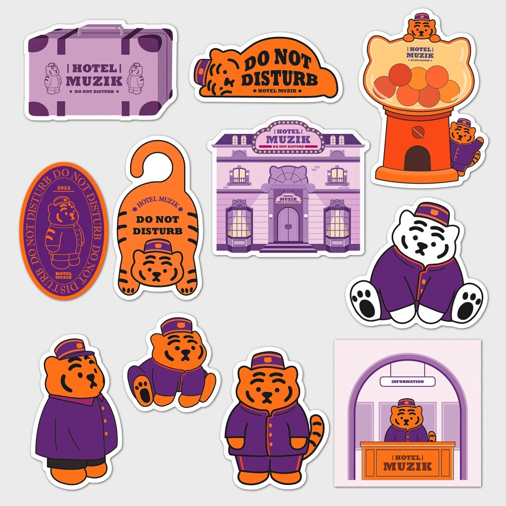 Removable Tiger Stickers Series Set Muzik Tiger 18 Decorative Stickers Hunter & The Scholar