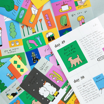 Little Things Drawing Removable Square Sticker Set 8 Sheets Livework 1 Decorative Stickers Hunter & The Scholar
