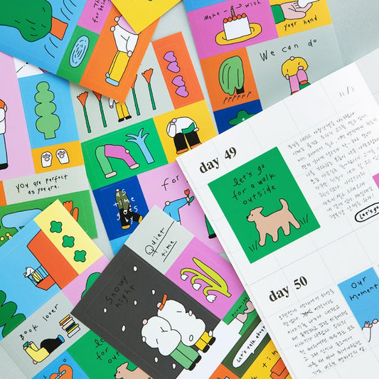 Little Things Drawing Removable Square Sticker Set 8 Sheets Livework 1 Decorative Stickers Hunter & The Scholar