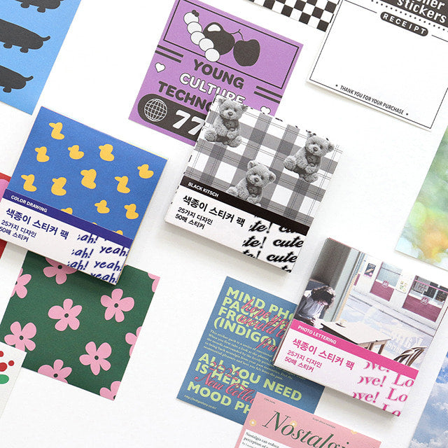 Colored Paper Sticker Pack ver. 2 with 25 designs (50 Stickers ...