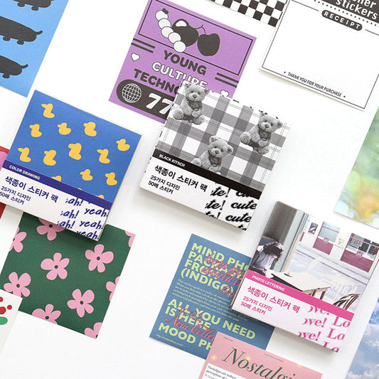 Colored Paper Sticker Pack ver. 2 with 25 designs 50 Stickers Indigo 1 Decorative Sticker Hunter & The Scholar