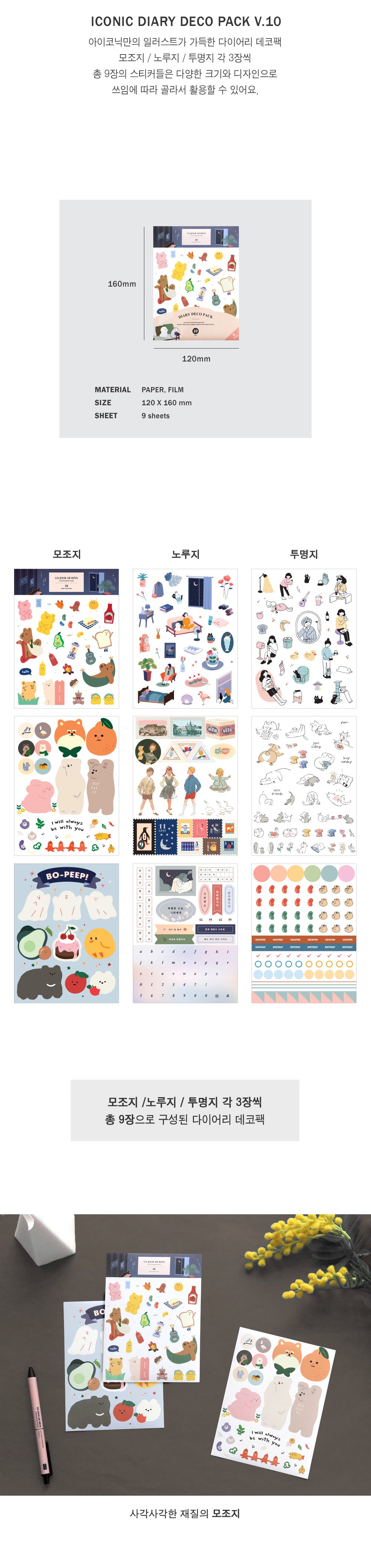 Diary Deco Sticker Pack Series 9 Sheets Iconic 8 Decorative Sticker Hunter & The Scholar