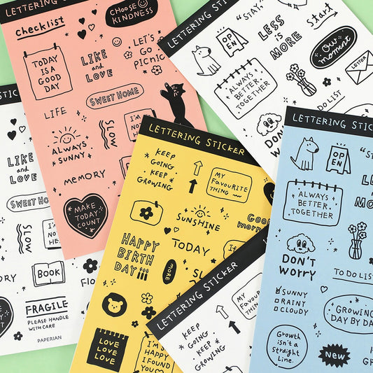 Lettering Sticker Set 6 Sheets Paperian 1 Planner Stickers, Decorative Stickers Hunter & The Scholar
