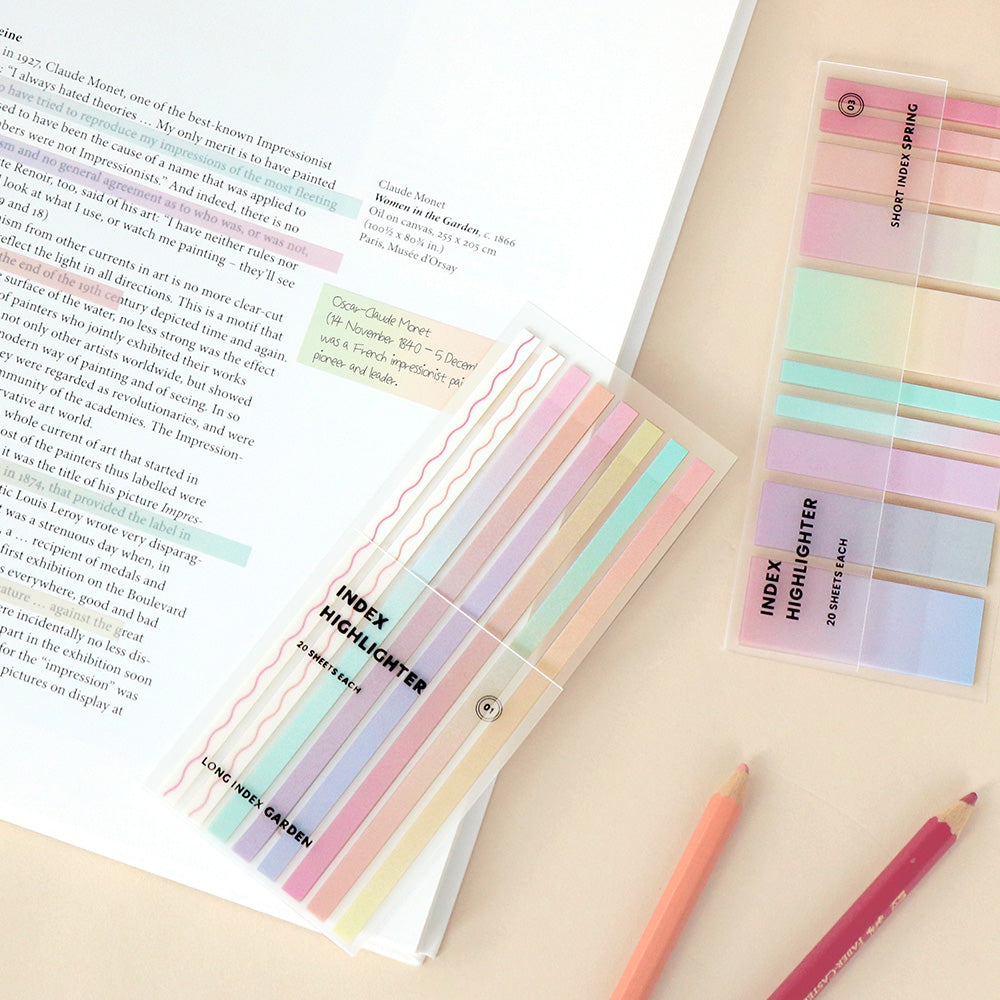 Long Removable Index Highlighter Set Iconic 5 Highlighter, Sticker, Removable Hunter & The Scholar