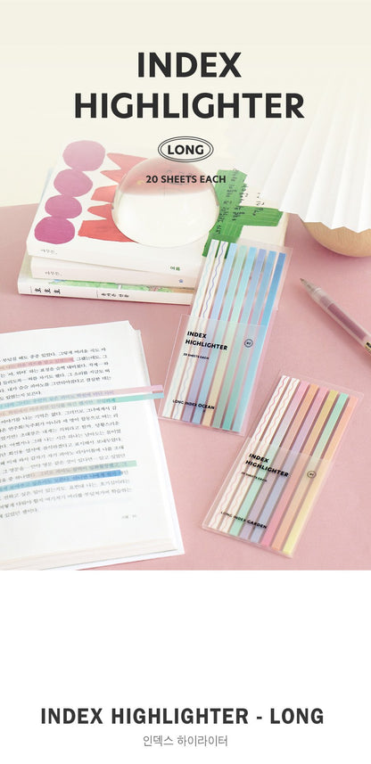 Long Removable Index Highlighter Set Iconic 7 Highlighter, Sticker, Removable Hunter & The Scholar