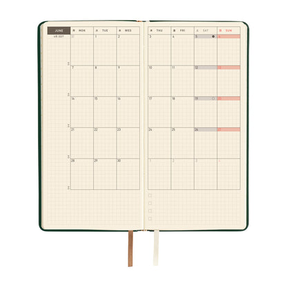 2027 Hobonichi Techo Weeks Leather: Forest Green