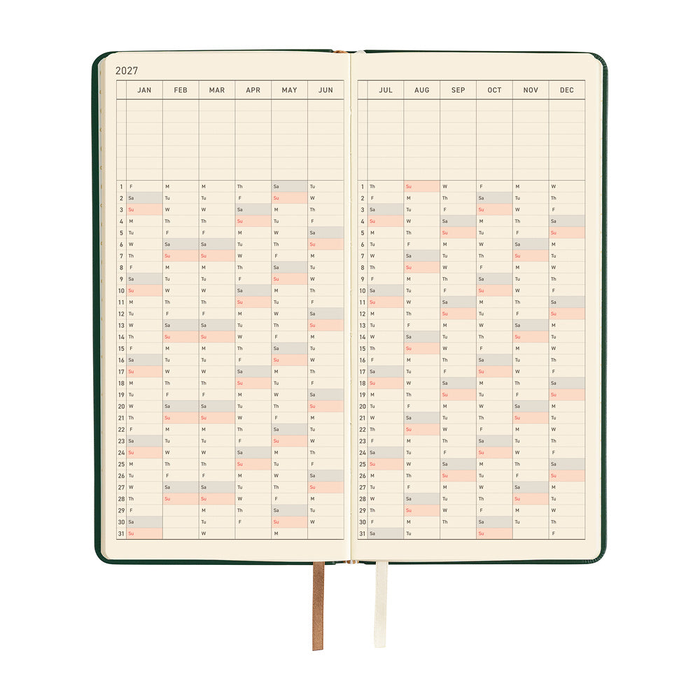 2027 Hobonichi Techo Weeks Leather: Forest Green