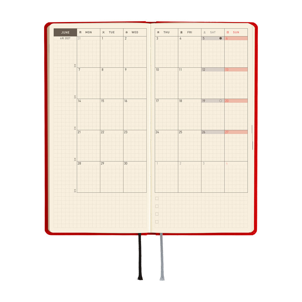 2027 Hobonichi Techo Weeks: Colors (Poppy Red)