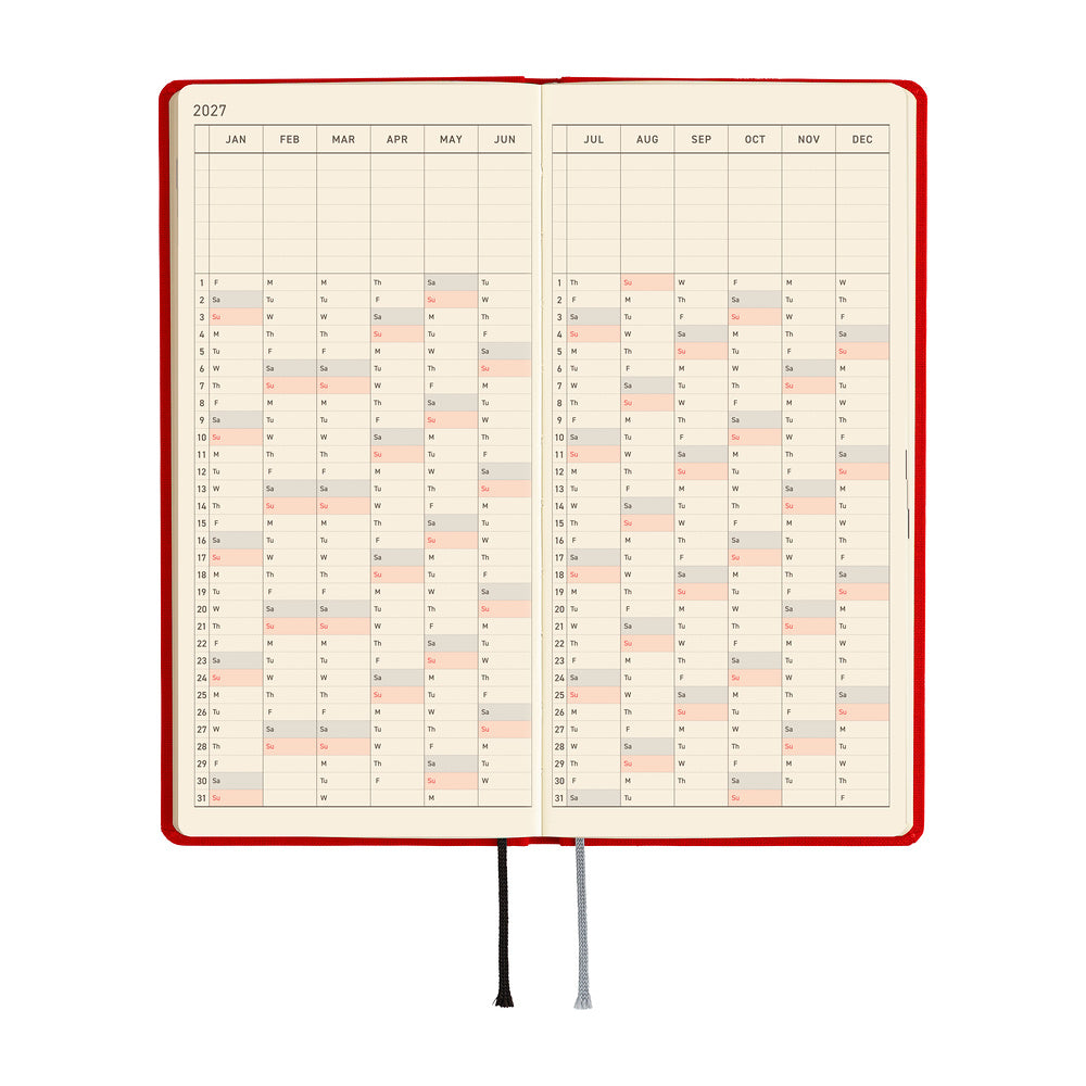 2027 Hobonichi Techo Weeks: Colors (Poppy Red)