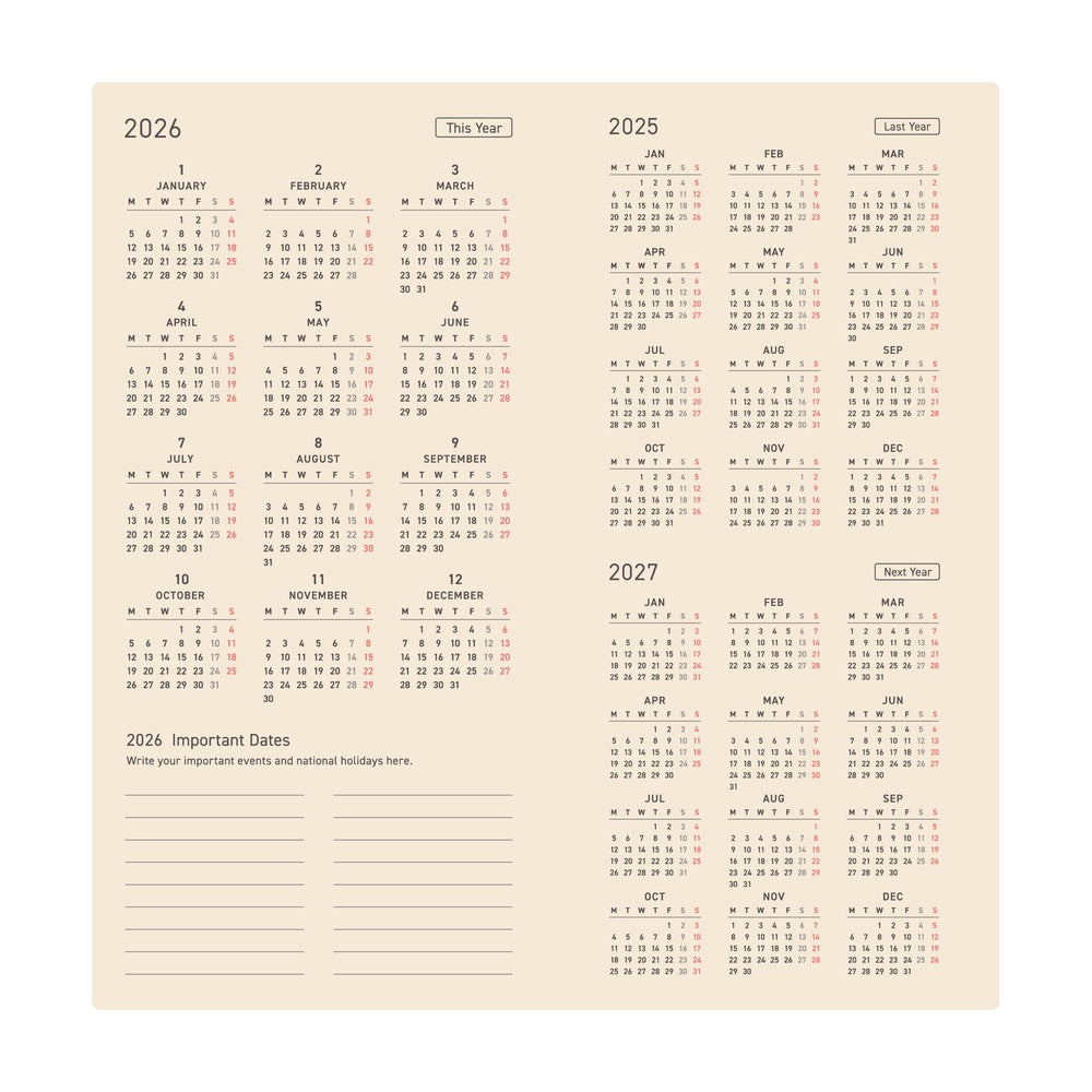 2026 Hobonichi Techo Weeks: Leather (Wine Brown)