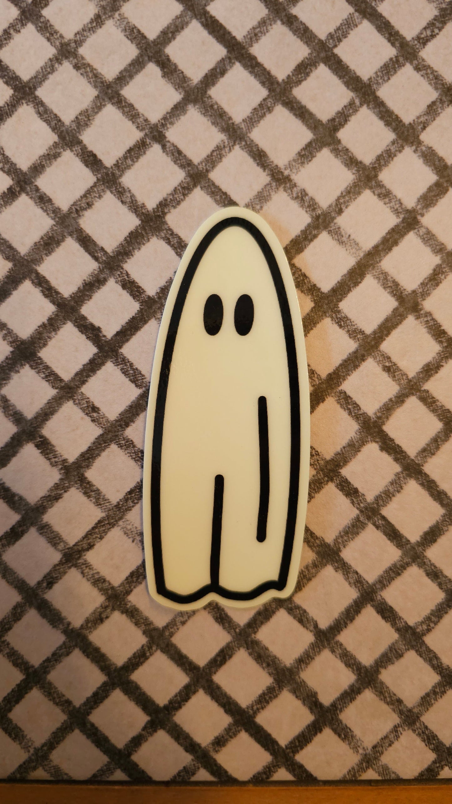 Shy Ghostie Glow-in-the-Dark Vinyl Sticker | 3.88x1.56 inches | Die Cut | Waterproof Hunter & The Scholar 3 Hunter & The Scholar