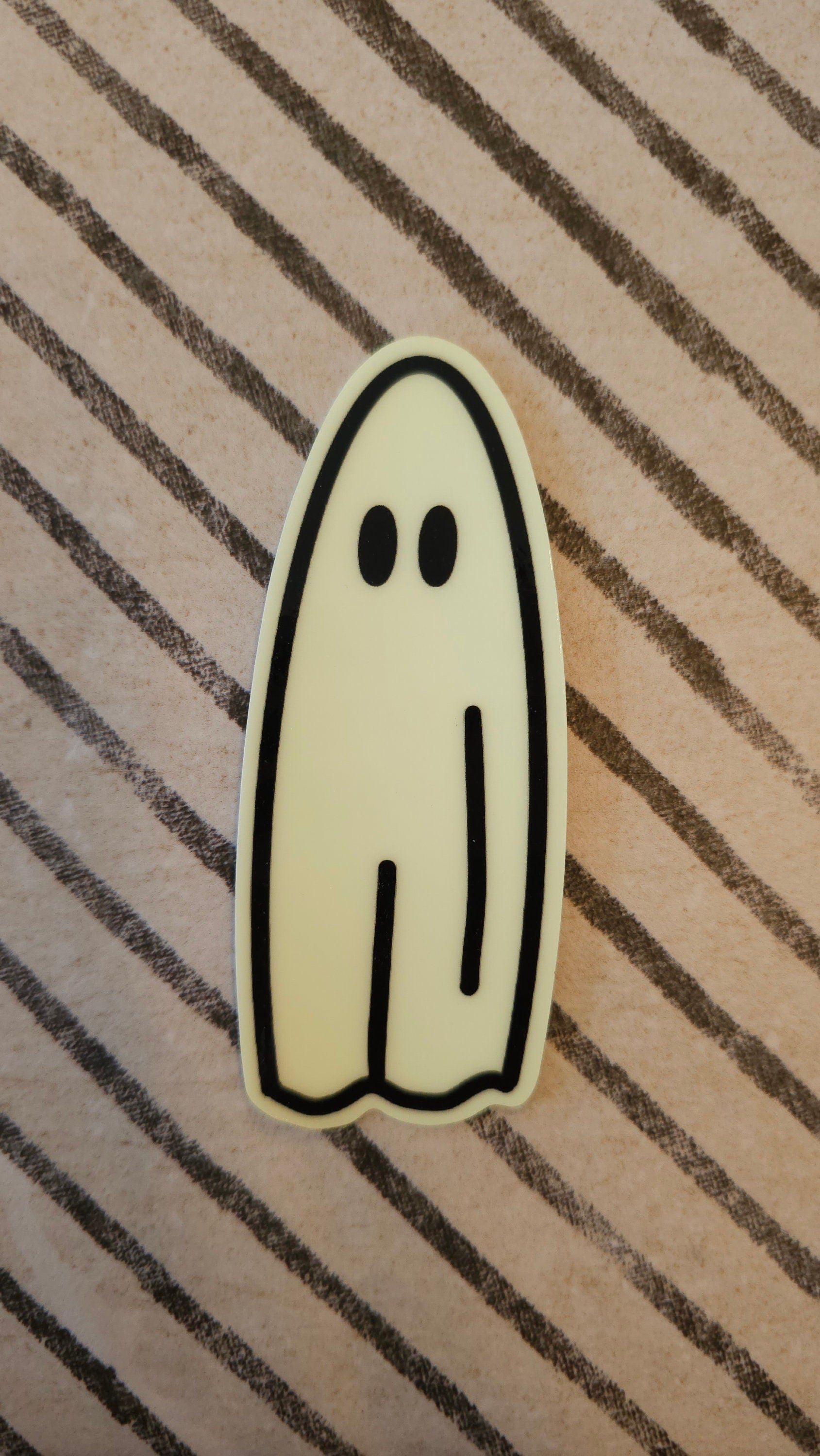 Shy Ghostie Glow-in-the-Dark Vinyl Sticker | 3.88x1.56 inches | Die Cut | Waterproof Hunter & The Scholar 2 Hunter & The Scholar